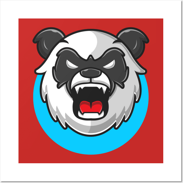 Angry Panda Cartoon Vector Icon Illustration (2) Wall Art by Catalyst Labs